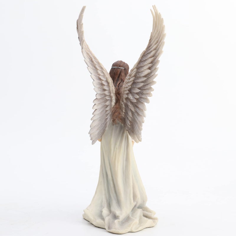 US 9.5 Inch Spirit Guide Fairy Decorative Statue Figurine, White and Gray - Image 5